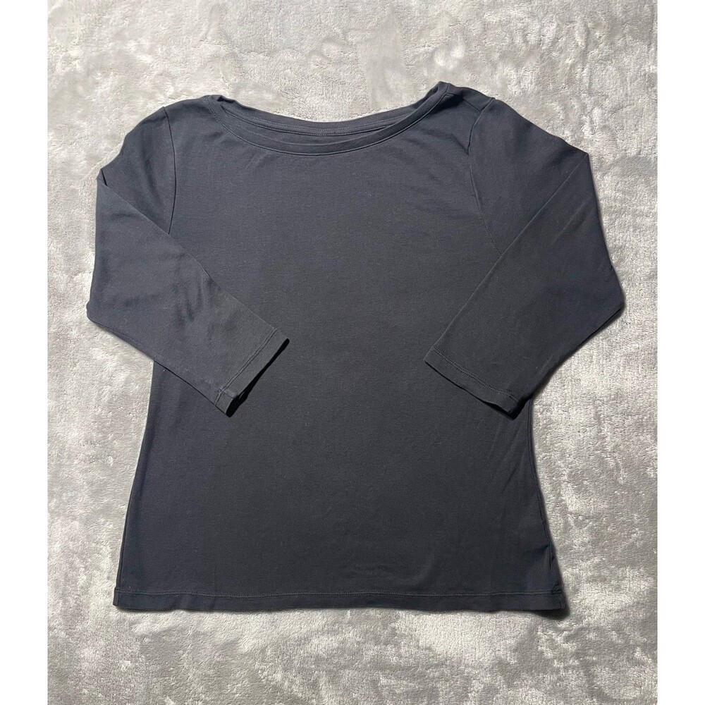 Talbots Tee Long Sleeve Scoop Neck 100% Prima Cotton T-Sort Women’s L Black